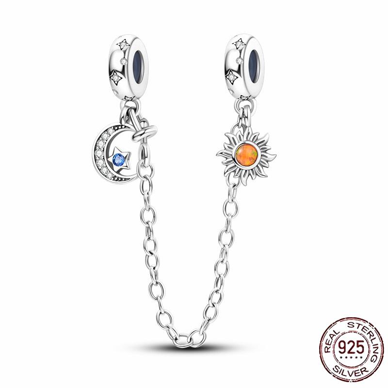 Stříbrný Křišťálový Pavé Bezpečnostní Řetízek Pevný Klip Pramen Přívěsek Vhodný pro Ženy Náramek Stříbrné Šperky Párty Narozeninový Dárek