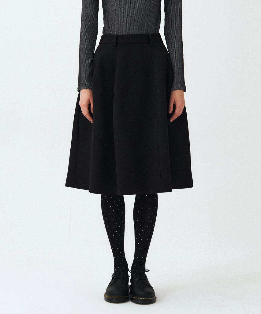 Mais Black Uneven Midi Skirt