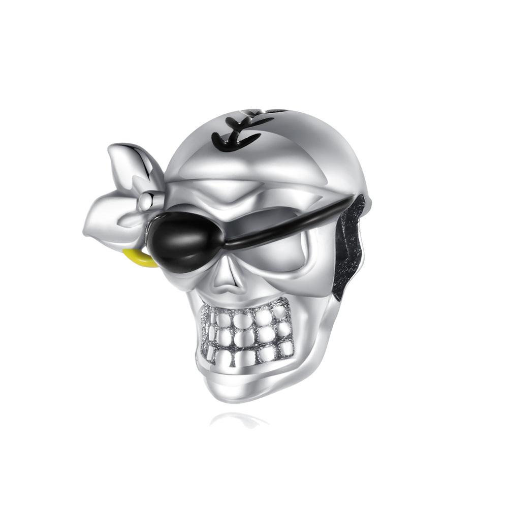 

S925 Silver Halloween DIY Skull Pendant Jewelry Accessories Handmade Necklace Charm