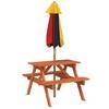 Vidaxl Picnic Table For 4 Children, With Umbrella, Fir Wood