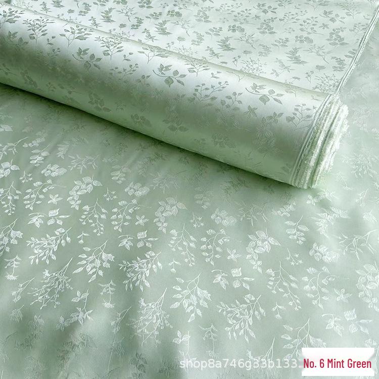 Golden Branch & Leaf Jacquard Sand-Wash Silk Fabric for Chinese Style Hanfu & Cheongsam Dresses