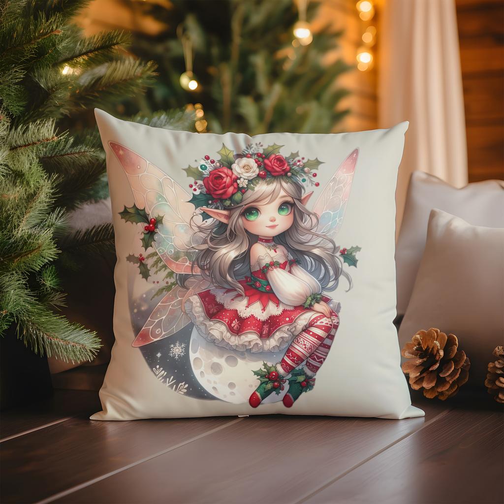 Home Decor Charming Christmas Fairy-Printed Pillow Cover Pattern Cushion Cover Suitable For Sofa Bedroom Car Pillow Cover