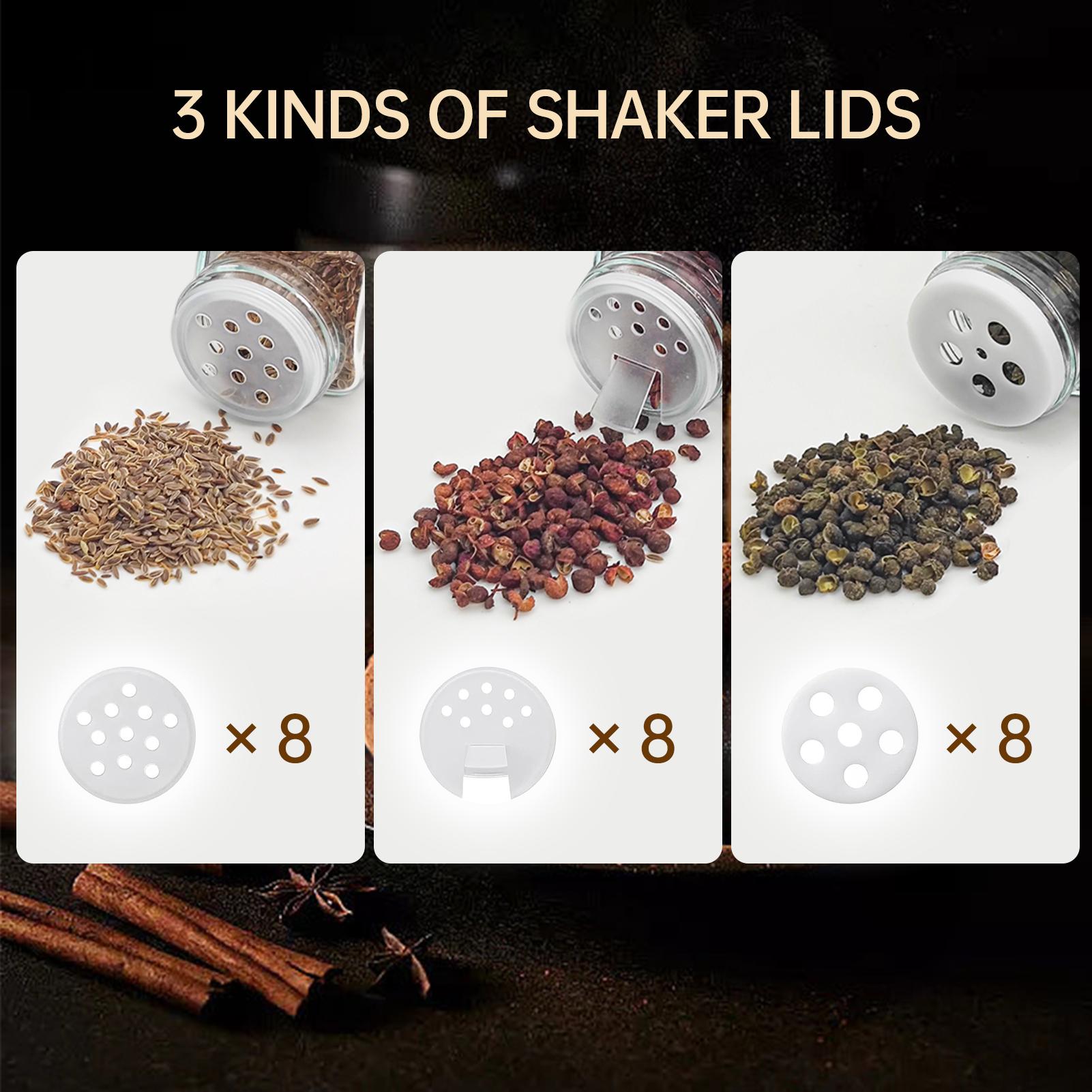 

Aoresac Glass ice Jars with Labels 24 Pcs 4 oz Empty Seasoning Containers Bottles with Shaker Lids Silicone Collapsible Funnel Black Blank