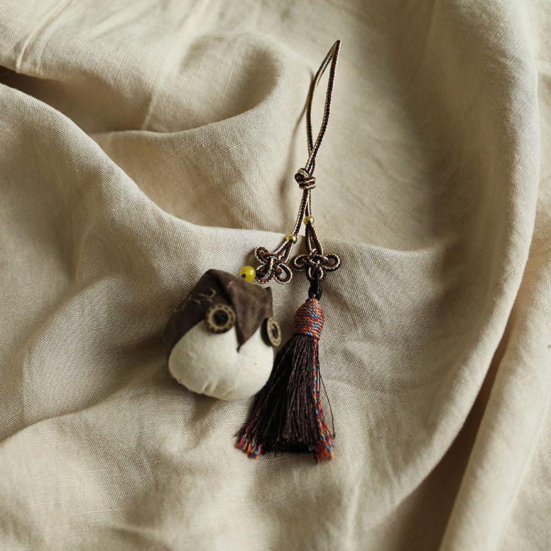 

Пылеокрашенная пряжа Сянъюнь Сумка для мобильного телефона Женская на плечо 2025 Новая сумка из шелка тутового дерева Подвеска Ретро сумка-мессенджер Маленькая Brown Owl Pendant