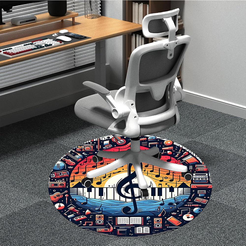 1pc Music Instruments Office Round Area Rug,  Mat Suitable ForOffice, Under Office Chairs Bedroom Living Room Home Decor, Room Deco