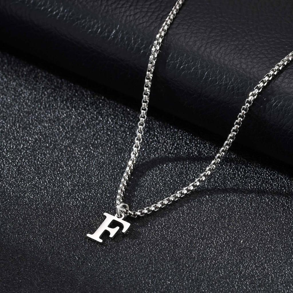 שרשרת אותיות פשוטה א-ת' לגברים, עמידה במים, פלדת אל-חלד, תליון 26 אותיות, שרשרת אות ראשונה מינימליסטית לגברים