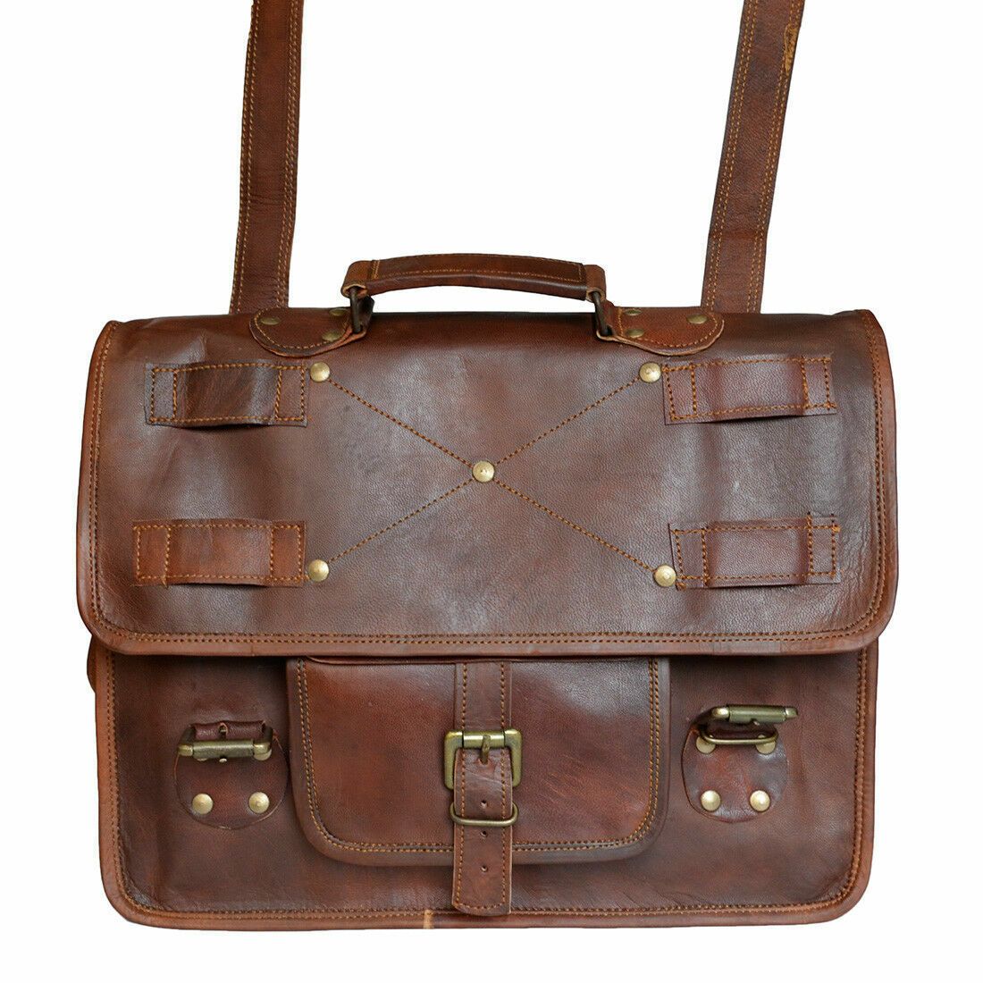 Винтажный портфель-ранец из мягкой кожи — фото 4