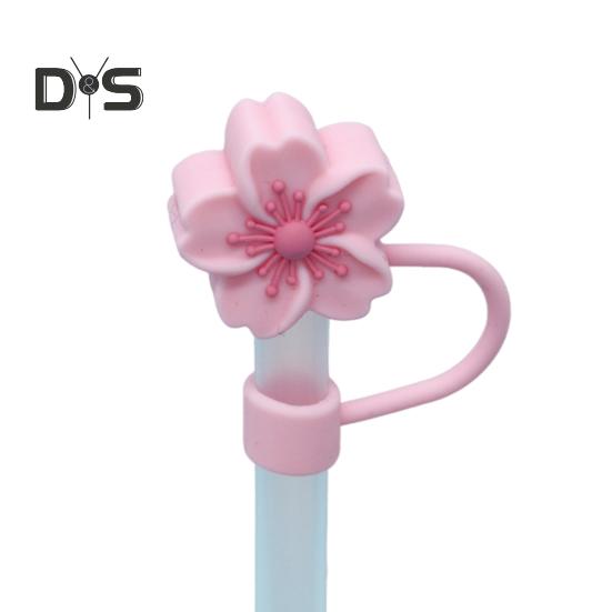 Silicone Flower Straw Cap 10mm Diameter Cute Straw Topper Dust-Proof Drinking Straw Covers Cap Reusable Straw Tips Lids Gift for Party Decor