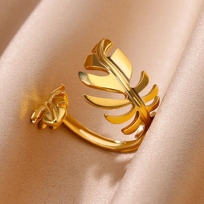 316L Stainless Steel Rings for Women Gold Color Multilayer Geometric Open Ring Vintage Waterproof Wedding Aesthetic Jewelry Gift