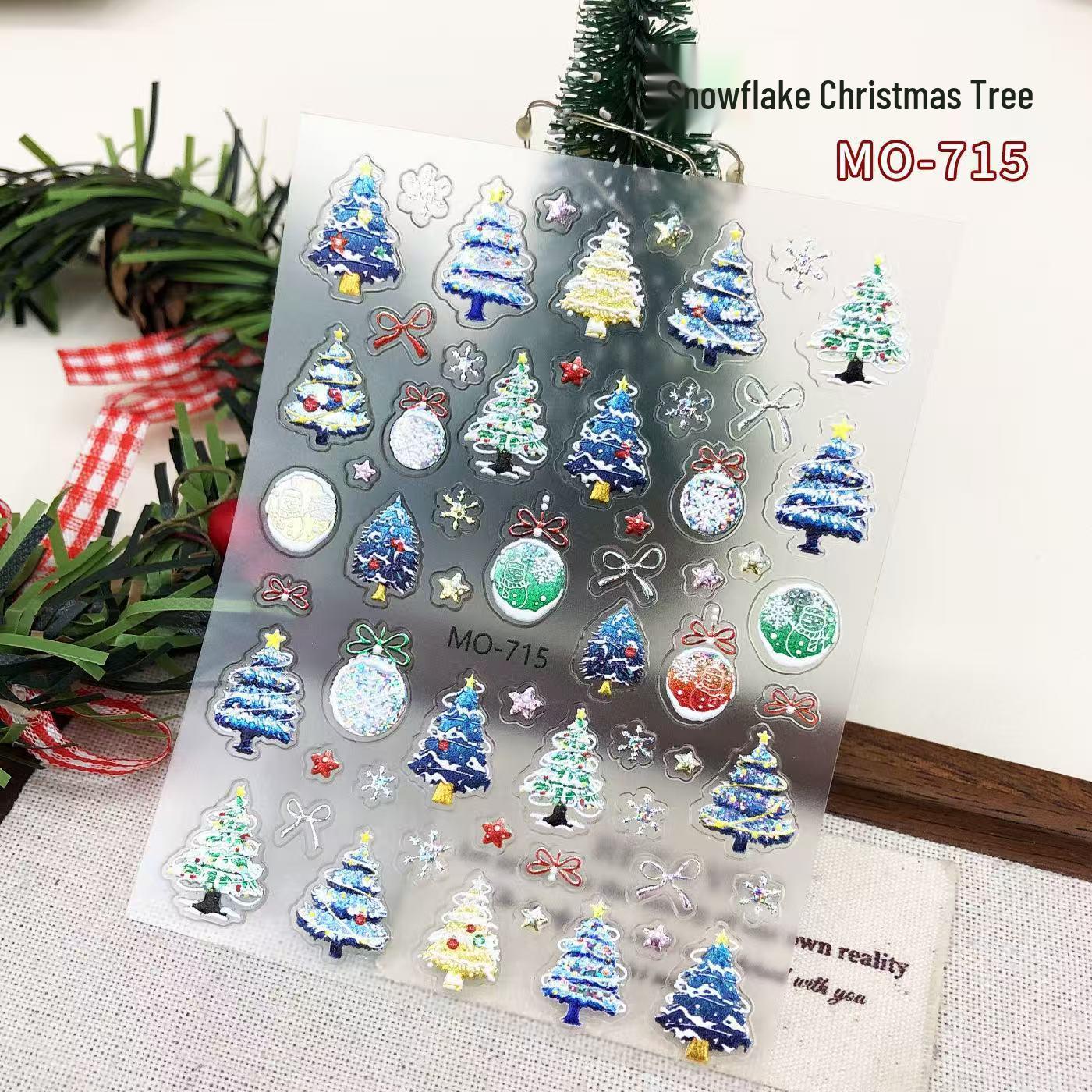 3D Embossed Snowflake Christmas Tree Nail Art Stickers - DIY Wearable Wreath and Snowflake Accessories