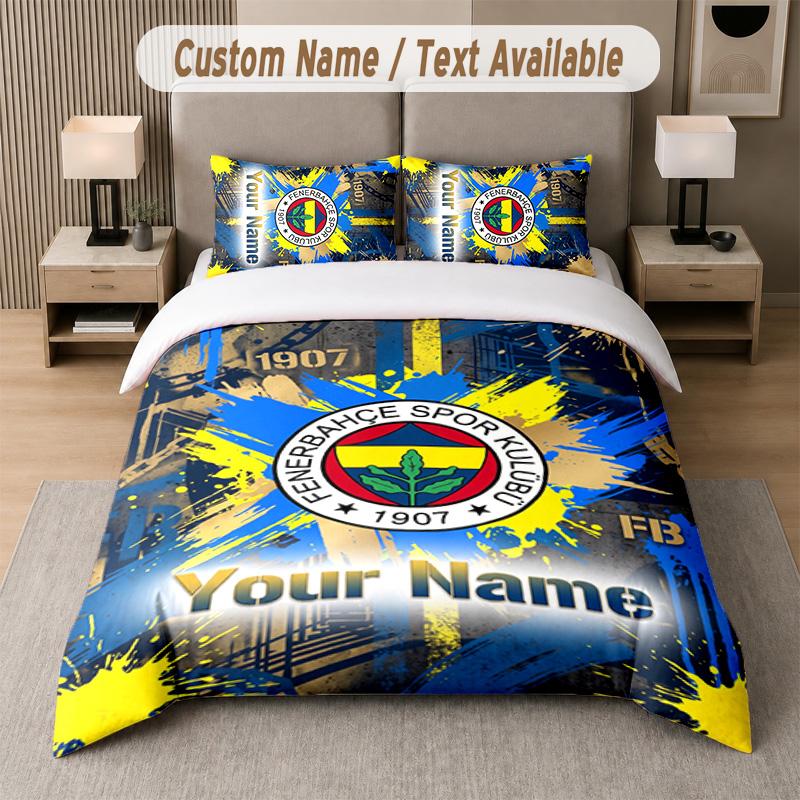 Fenerbahçe FC Tasarımlı Nevresim Takımı Özel Yazı 1 Nevresim Kılıfı & 2 Yastık Kılıfı