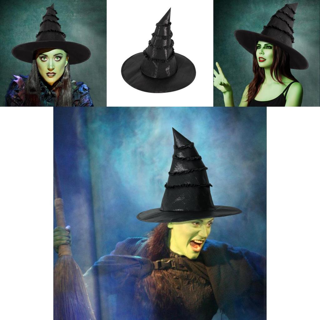 Halloween Witch Hat With Ruffled Lace Edge For Cosplay And Party Decorations