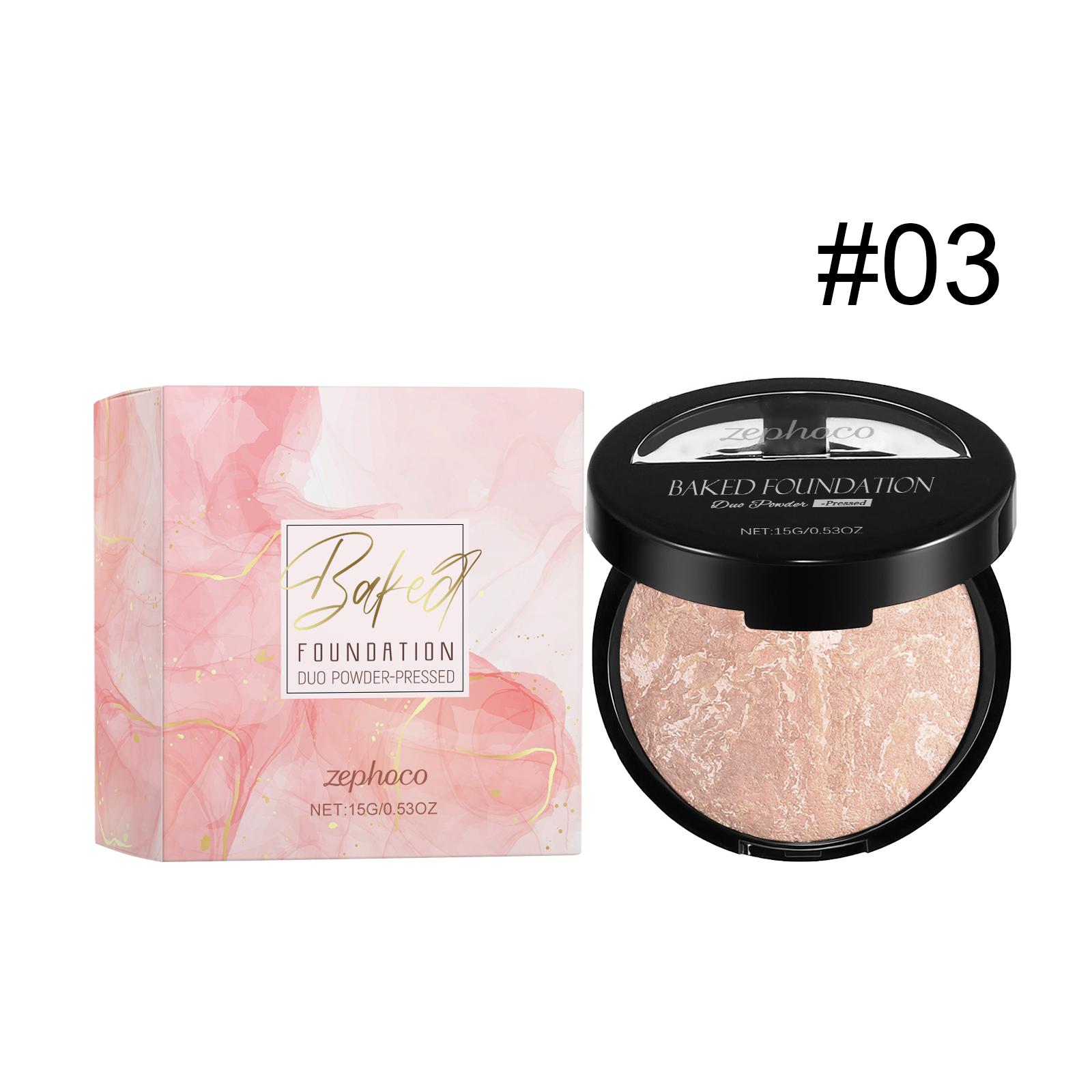 Zephoco Oil Control Concealment Powder Compact #03 (Light Golden Brown + Champagne Glitter) – A lightweight, matte-finish concealment powder compact