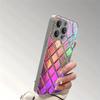 Neon Kleur Raster Ruit Patroon Glas Galvanisch Behandeld Telefoonhoesje Voor iPhone 17 Pro Max 16 15 14 13 12 11 Plus 16E 17 Air Cover