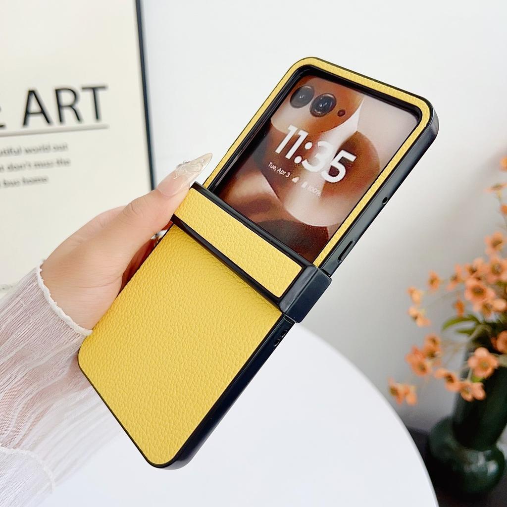 Luxe Harde Leren Telefoonhoes voor Motorola Razr 70 60 50 70 Ultra Razr 70+ Scharnierbescherming Beschermende Schokbestendige Cover