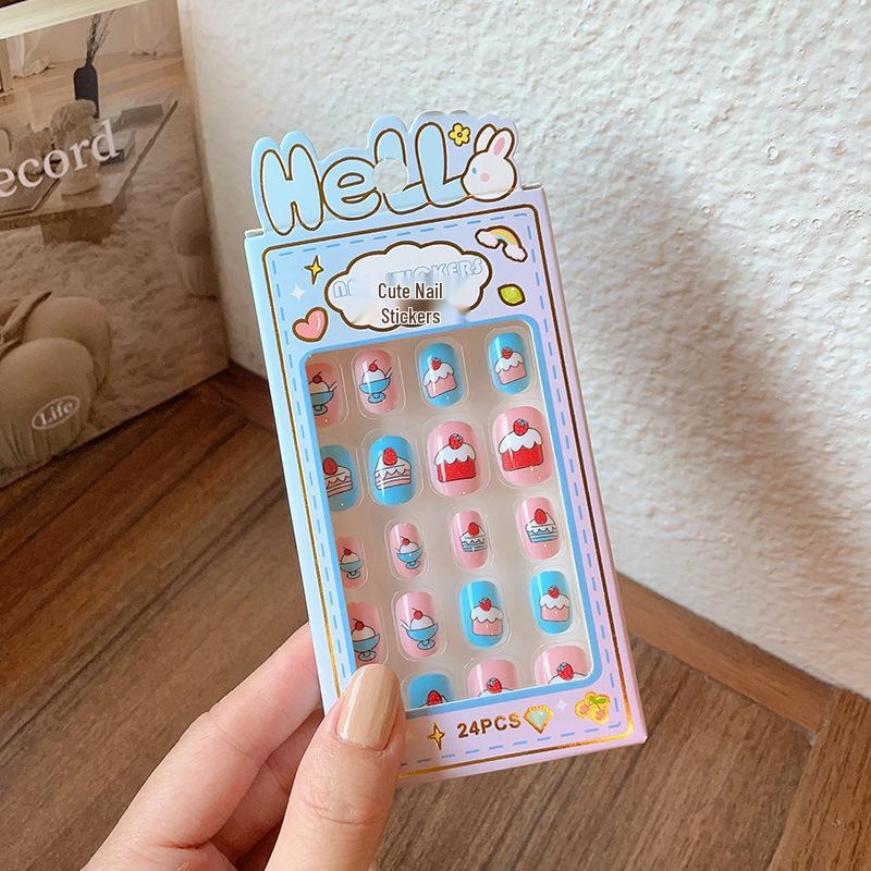 Removable Cute Cartoon Nail Stickers for Little Girls - Self-Adhesive Jelly Glue Princess Nail Art
