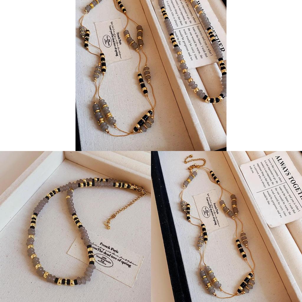 Collana con Perle di Agata Geometrica con Finitura Galvanica per Donne Eleganti