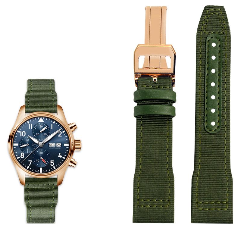 

Класичний 20/21/22 мм високоякісний ремінець для годинника з нейлонової телячої шкіри підходить для IWC Pilot SPITFIRE MARK18 Portofino TOP GUN IW389101Ремінець для годинника 22mm