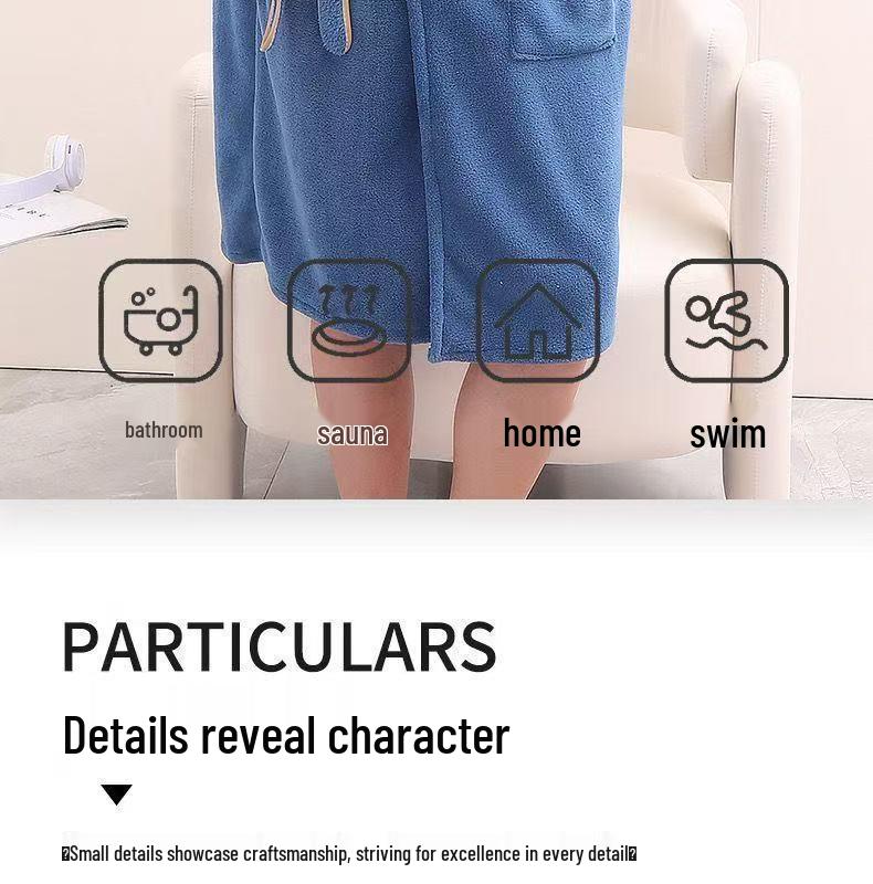 Unisex Plaid Absorbent Bath Towel Robe - Short Sleeve Couplet for Men and Women