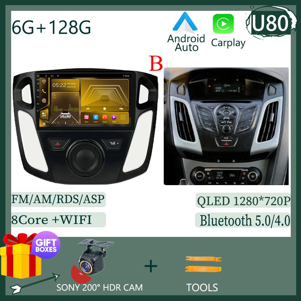 Android 14 Head Unit For Ford Focus 3 Mk 3 2011 -2019 Car Radio Video Player GPS Stereo Navigation Auto Touch QLED Screen WIFI