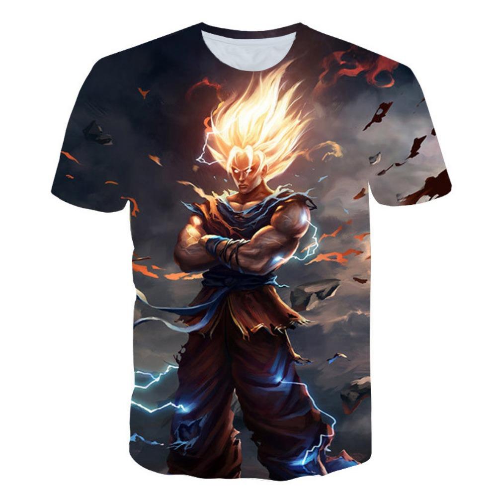 Children's Dragon Ball Series 3D Digital Printed Boys' Casual and Comfortable Round Neck Short Sleeved T-shirt