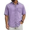 Men's Denim Shirt - Short Sleeve, Button Up, Relaxed Fit, Casual Color