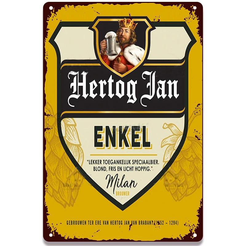 Retro Beer Posters Home Decor Plate Vintage Metal Tin Sign Hertog Jan Metal Plaque Pub Bar Wall Room Decoration