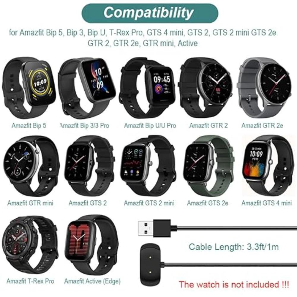 For Amazfit GTS 2/GTS 2 Mini/GTR 2e/Bip 5/Bip 3/Bip U Fast Charger USB Charger Smart Watch Charging Cable Replacement Chargers