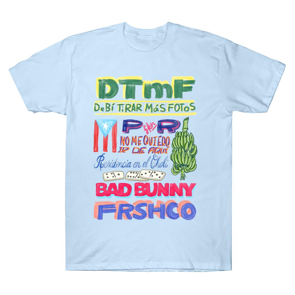 DTMF Merch Residencia Tour Tee Rapper Bad Bunny T-shirt Oversize Cotton High Quality Harajuku T Shirts Hip Hop Women Men Clothes