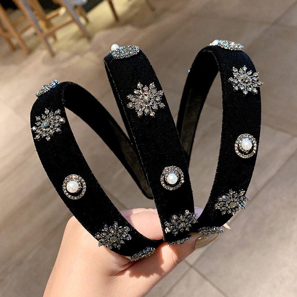 

Stretchy Crystal Vintage Wide Pearl Women Headband Korean Style Hair Hoop Sweet Hair Hoop Velvet