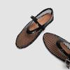 Plus Size Round Toe Fishnet Ballet Flats with Buckle - Women's Fashionable Flat Heel Shoes