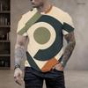 Men Plus Size Geometric Printed Round Neck Short Sleeve T Shirt