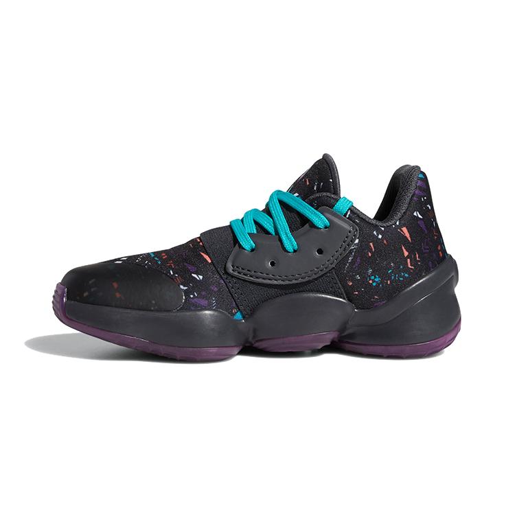 New Adidas Harden Vol. 4 C Breathable Low-Top Children's Basketball Shoes Black Blue Children Aged 3-7 Years Old EF9945