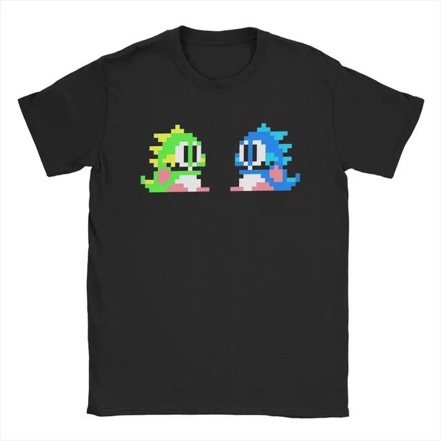Retro T-shirt With Pixelated Design Of Bubble Bobble Dragons XL