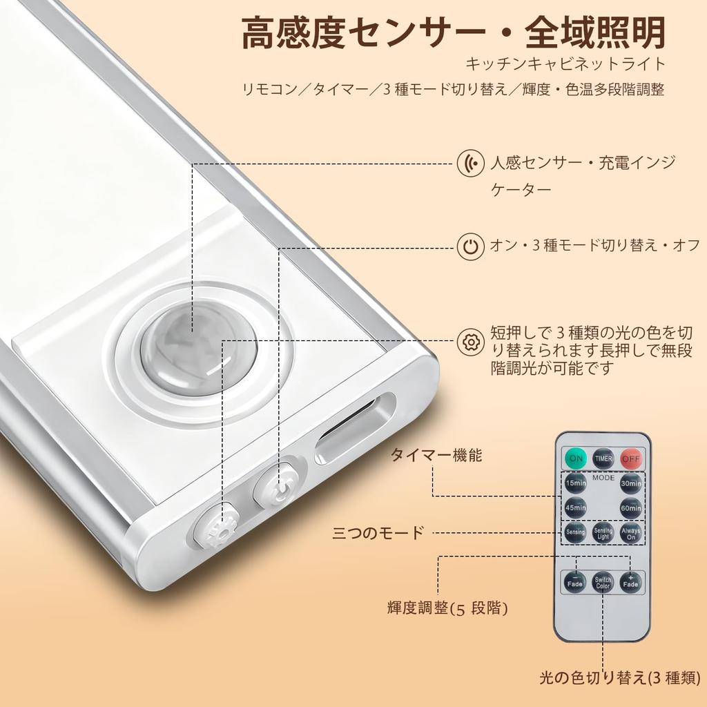 Rechargeable LED Sensor Bar Light for and Other Features a magnetic and includes a color temperature Suitable for and other indoor Kitchen, Closet,