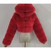 Women's Cropped Hooded Faux Fur Coat, Fluffy Warm Winter Short Jacket, Fashion Furry Outerwear