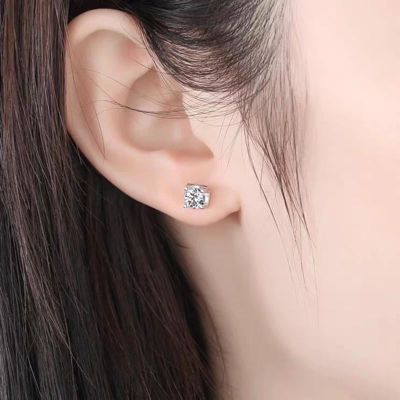 Bague Ringen Náušnice S925 Stříbro Osazené 1ct Moissanitem Hlava Krávy Temperamentní Jednoduché Svatobní Náušnice Dárek