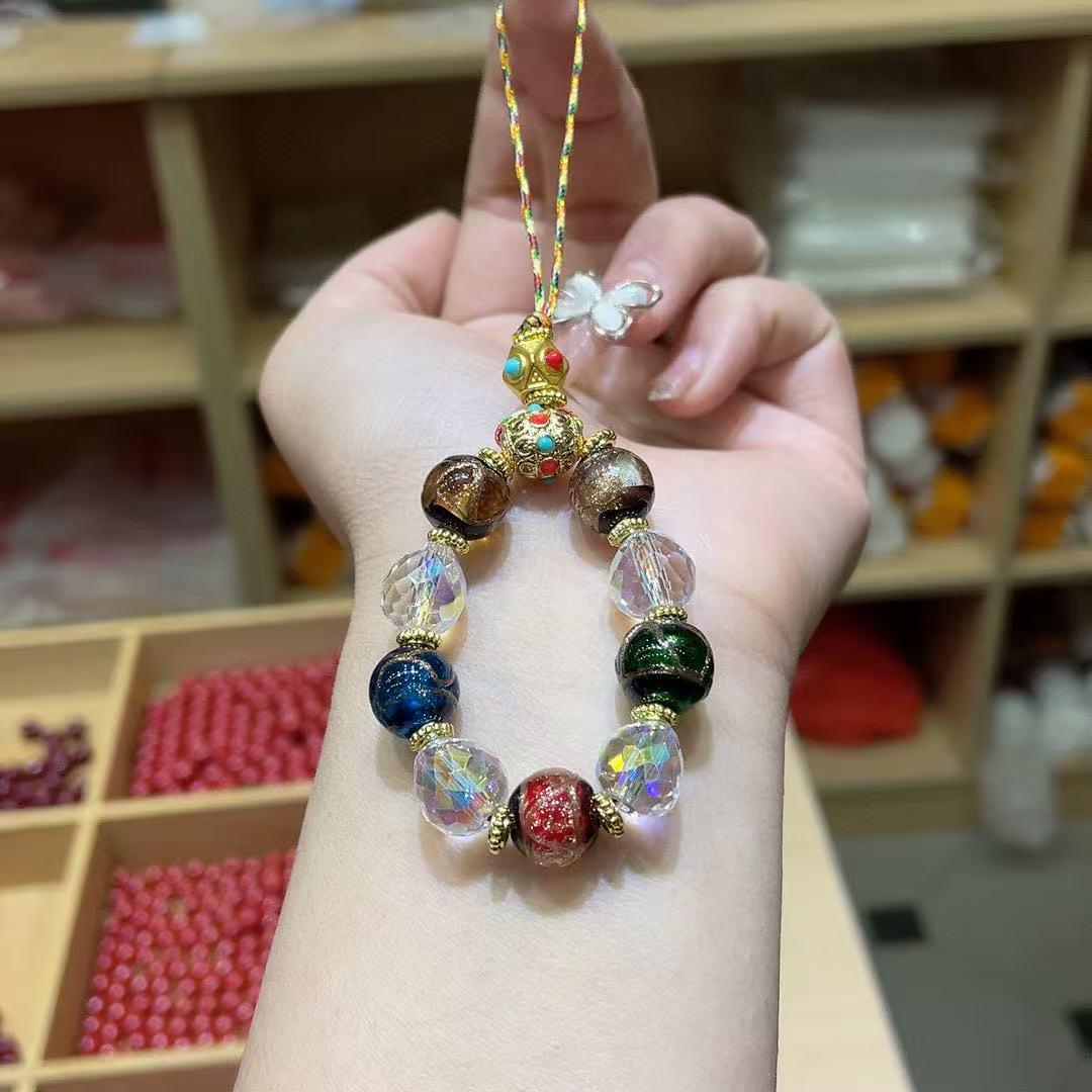 

Five-Color Ash Glazed Bead Lanyard Charm for Phone, Bag, or Car Keys