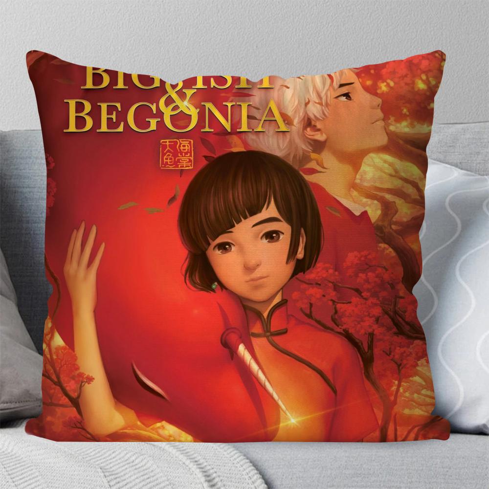 1 Stück Big Fish And Begonia Animation Kissenbezug Quadratisches Kissen Schlafzimmer Sofa Freizeit Komfort Auto Wohnzimmer Heimdekoration 40X40