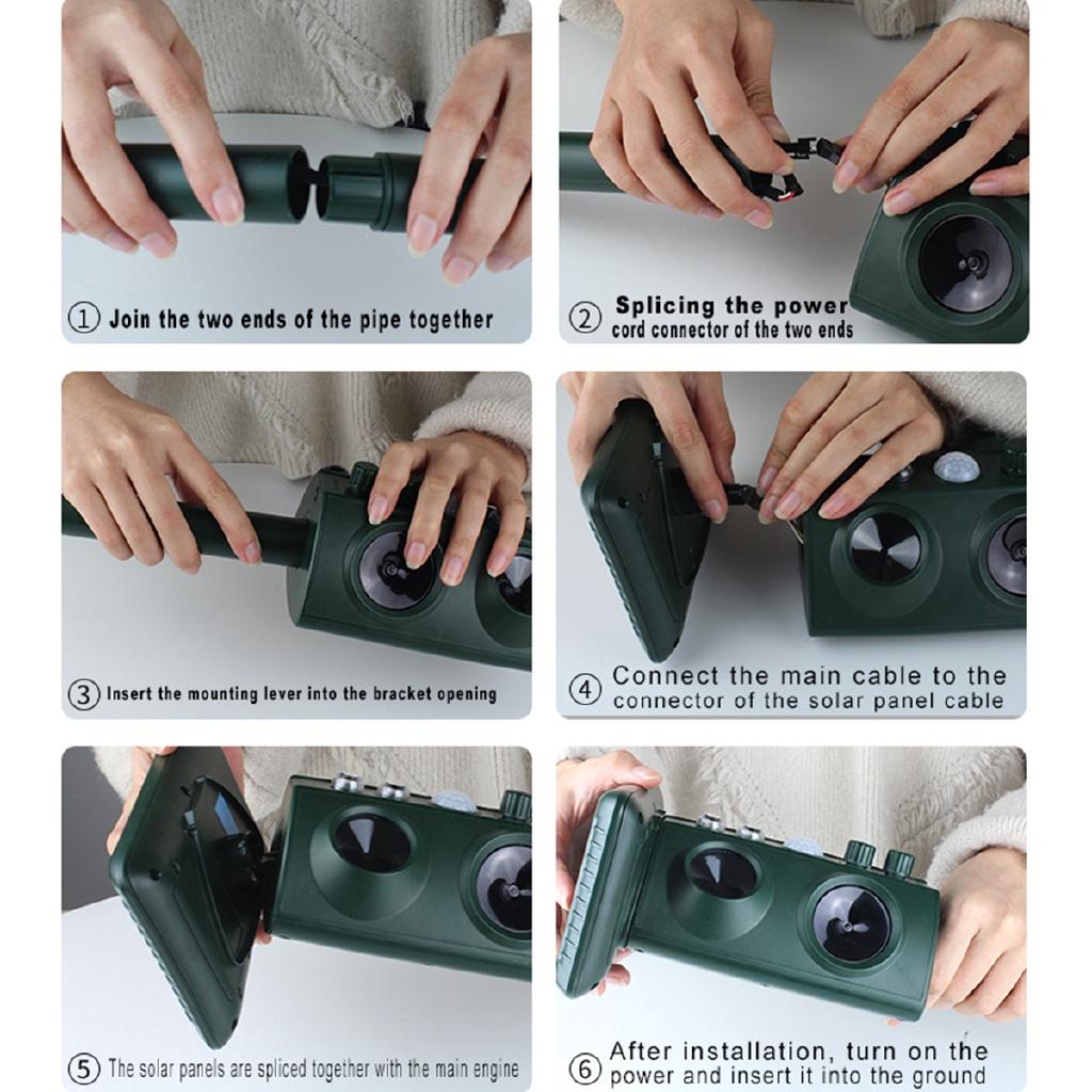 Outdoor Garden Household Solar Power Scarer Ultrasonic Vibration Wild Animal Drive For Manor Farm Rat Pest Repeller 43*16CM