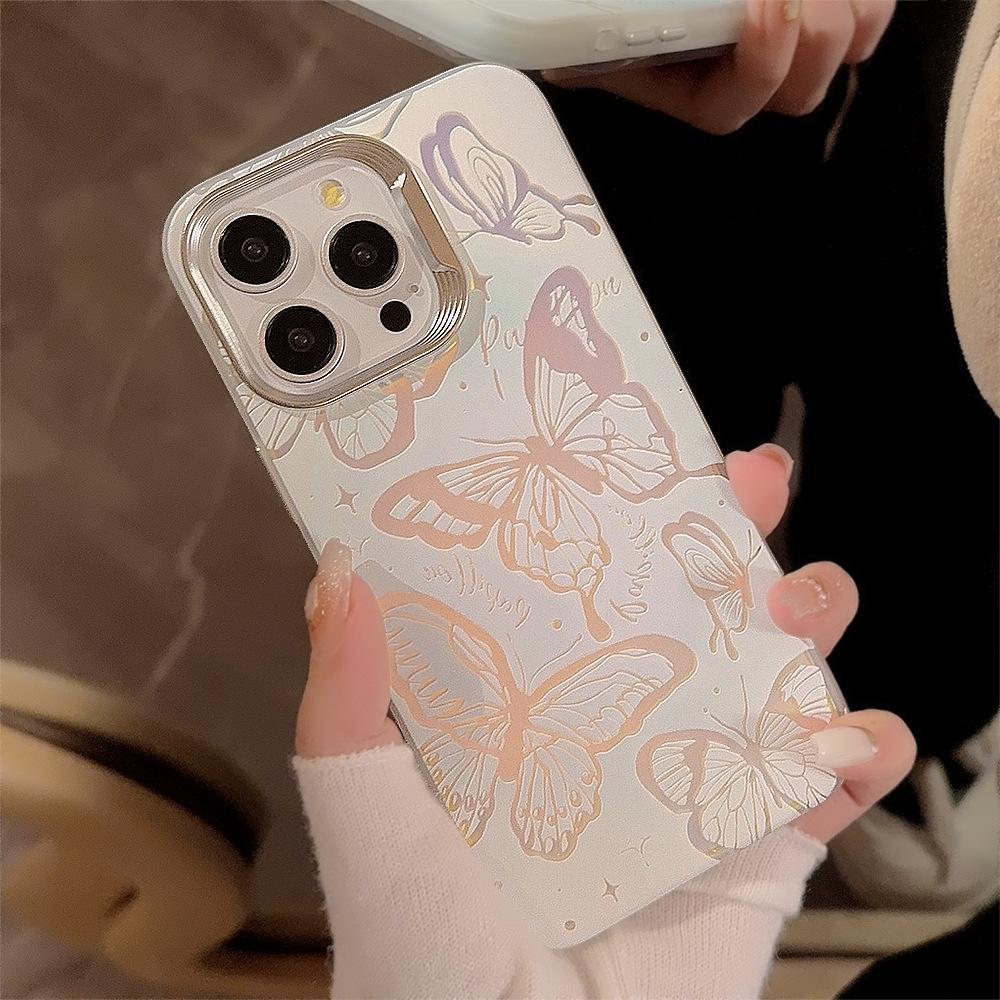 Blue Butterfly with Hanging Chain Suitable for Apple 15Pro Max Mobile Phone Case Iphone13 Laser 14 Super Fairy 16