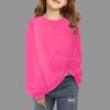 Children's Loose-Fit Sweatshirt Girls' Round Neck Casual Pullover Solid Color Hoodie