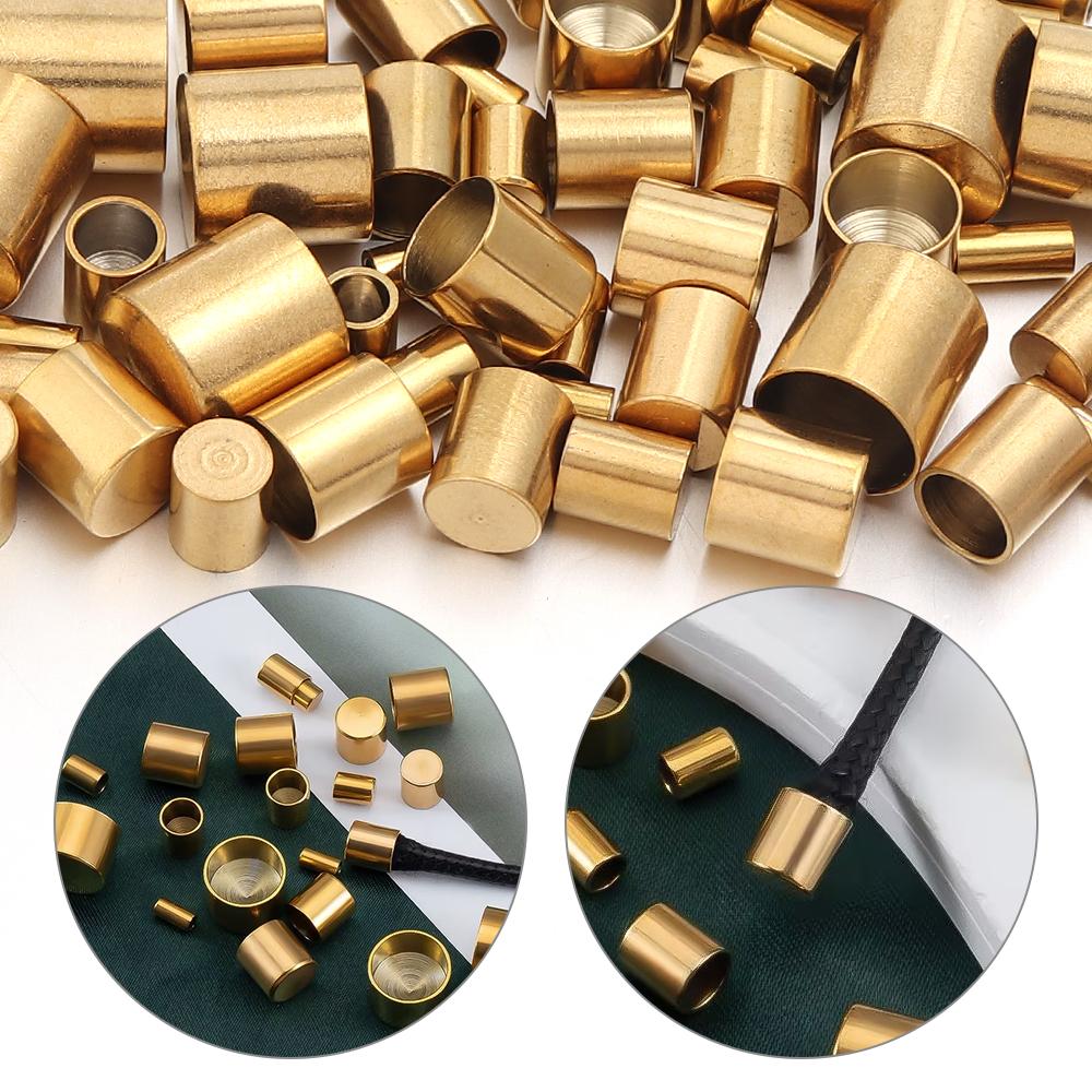 10-20pcs/lot 2-10mm Stainless Steel Leather Cord Clasp Crimp End Caps For Necklace Bracelet Connectors Jewelry Making Supplies