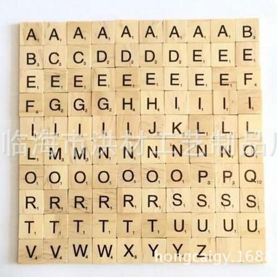 Wooden Uppercase/Lowercase & Number Set - 100pcs Children's Decorative Squares