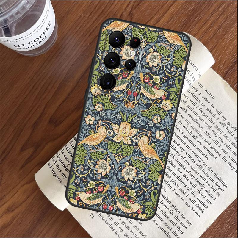 William Morris Case For Samsung Galaxy S26 Ultra S24 S23 S22 S21 S25 Ultra S10 S20 Plus S25 FE Cover Coque