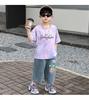 Boys' Summer Short Sleeved Set 2026 New Fashionable Children's Summer Dress Boys' Baby Jeans Two Piece Set Trendy