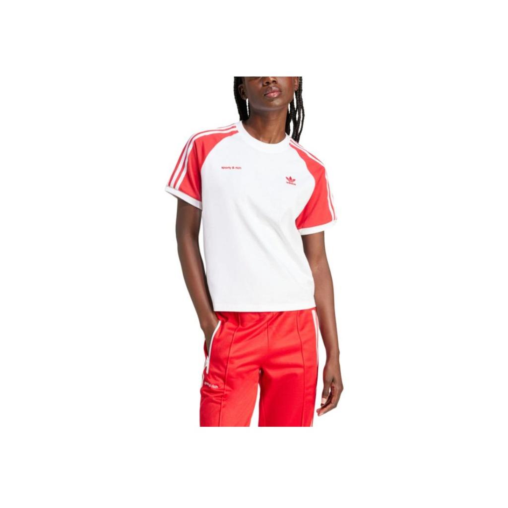 adidas Originals X Sporty & Rich Bequeme Mode Rundhals Kurzarm T-Shirt Damen T-Shirts Rot JI9274