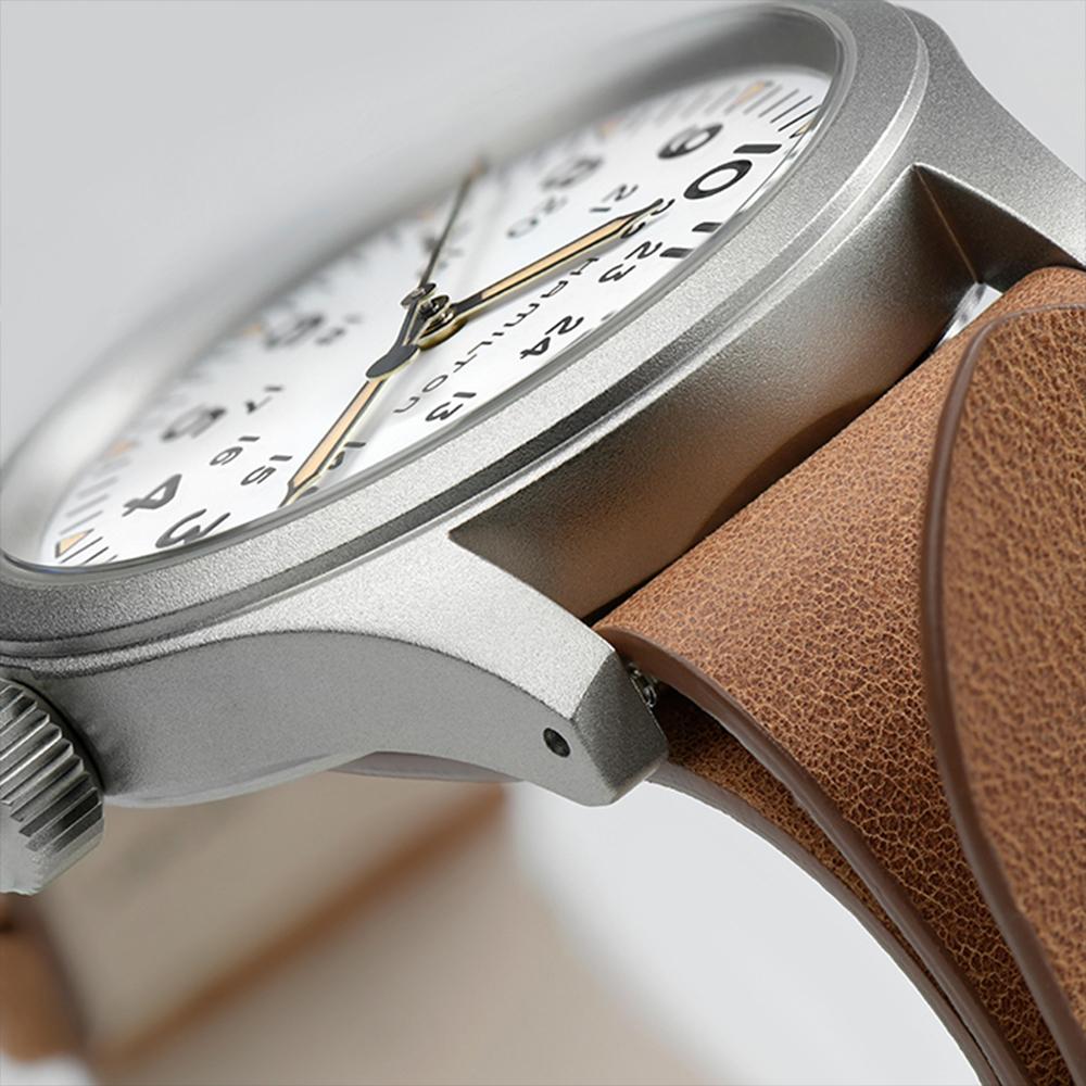 Hamilton H69439511 Khaki Field Mechanical 38mm White Dial Brown Leather Strap Men's Watch