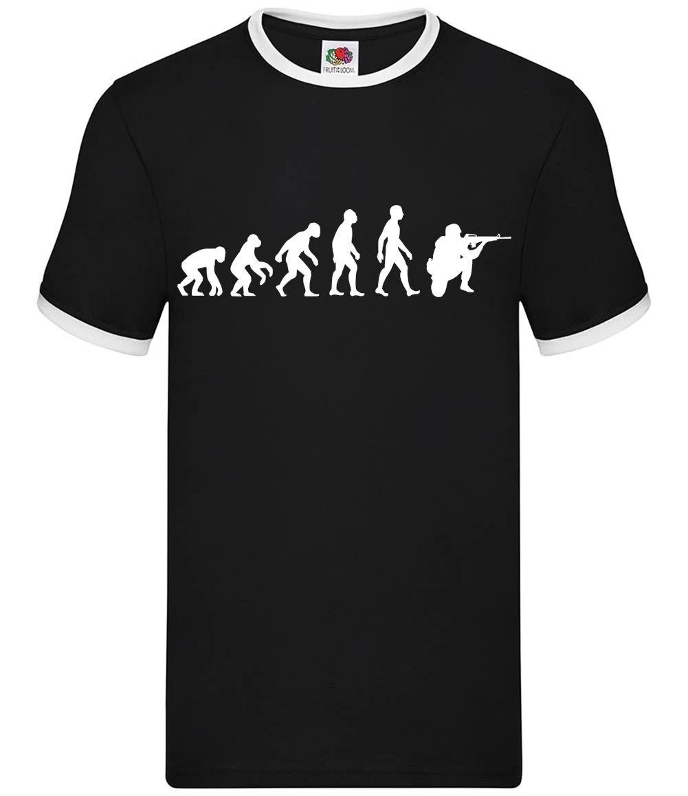 Evolution of Man Soldier - Mens Ringer - Soldiers War Fight Fighting XXL