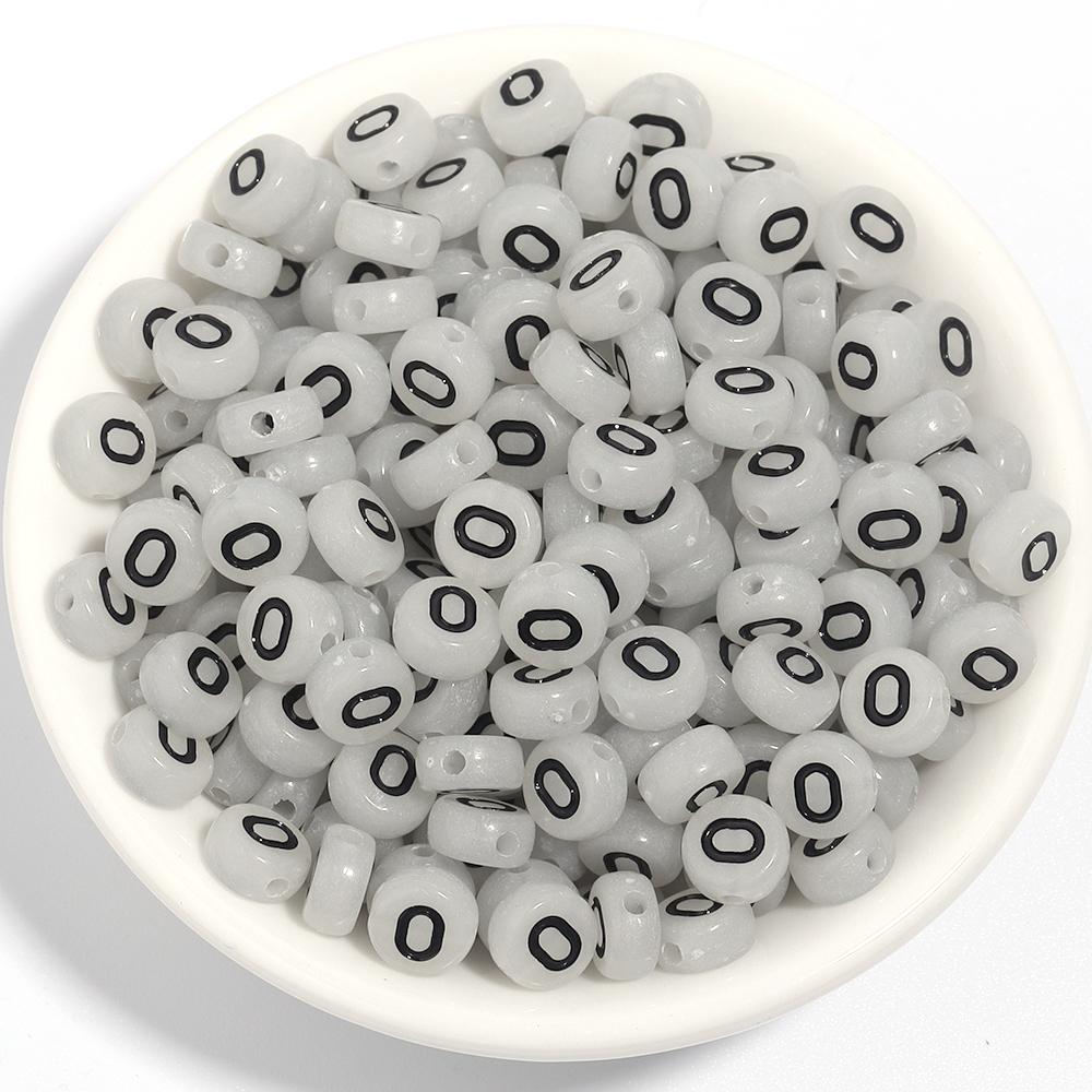 100pcs 7mm Acrylic Luminous Beads Flat Round Alphabet Loose Spacer Beads For Jewelry Making DIY Bracelets Necklace Accessories